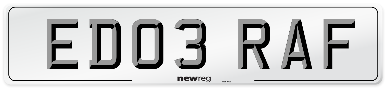 ED03 RAF Number Plate from New Reg